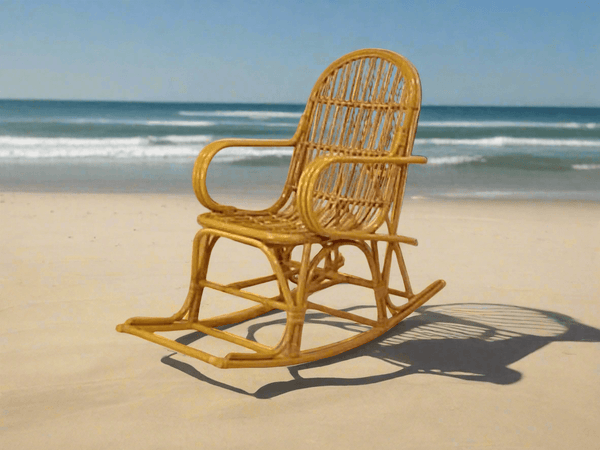 Buy IRA Rattan & Wicker Rocking Chair – Modern Design, Honey Polish, 200kg Weight Capacity