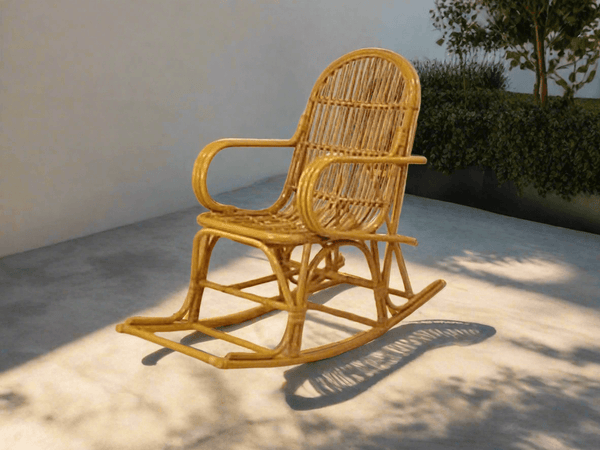 Buy IRA Rattan & Wicker Rocking Chair – Modern Design, Honey Polish, 200kg Weight Capacity