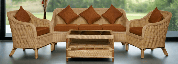 IRA Wooden 5-Seater Sofa Set with Cushions (3+1+1) for Living Room, Bedroom, Hotel, and Resorts – Stylish & Comfortable