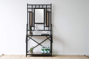 IRA Hall Stand with Mirror- Black - IRA Furniture